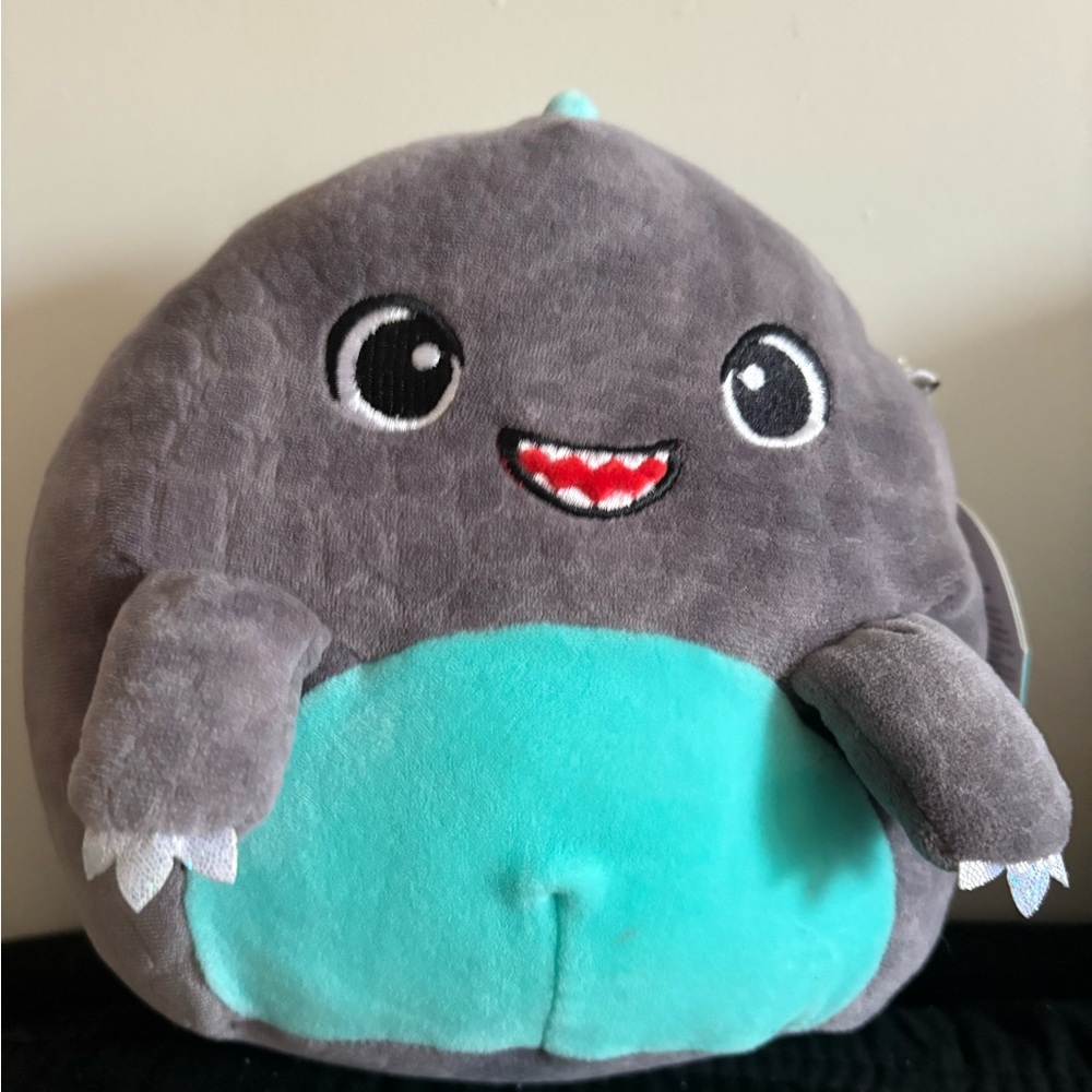 Chuey 8” Squishmallow Gray and Teal Plush Toy
